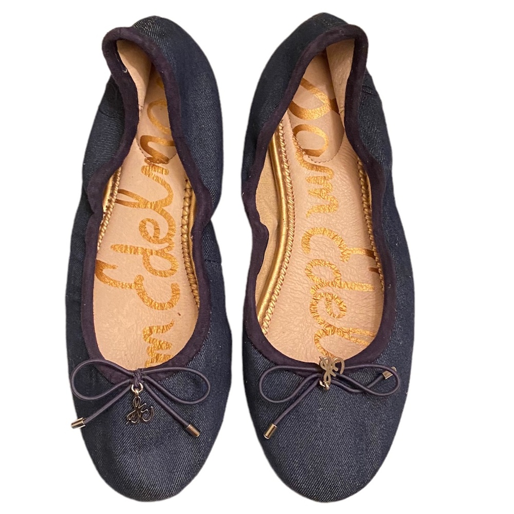 Sam Edelman Felicia Denim Ballet Flats Navy Blue Color Size 4 - EUC